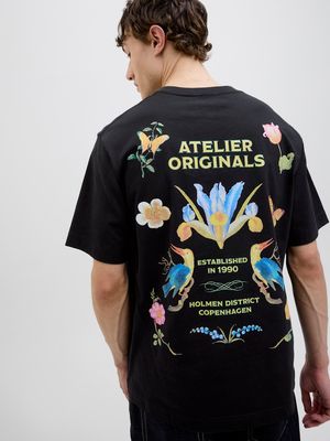 JORACAPULCO RETRO ELEMENT BACK TEE SS CN Black