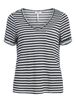 OBJTESSI SLUB S/S V-NECK NOOS Sky Captain-WHITE STRIPES
