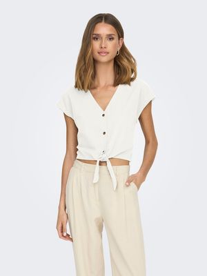 JDYSAY S/S LINEN KNOT SHIRT WVN DIA Snow White