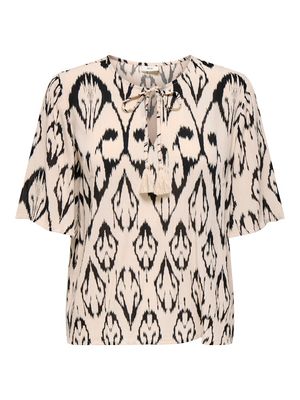 JDYBREE LIFE 2/4 TOP WVN Cement-BLACK BIG IKAT