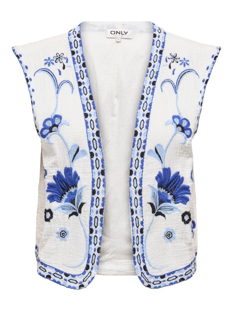 ONLTHYRA LIFE SL EMB VEST WVN CS Cloud Dancer-W BLUE TONES EMB