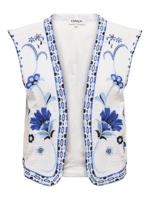 ONLTHYRA LIFE SL EMB VEST WVN CS Cloud Dancer-W BLUE TONES EMB