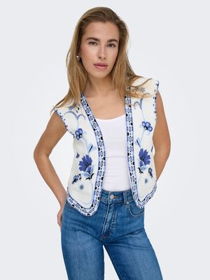 ONLTHYRA LIFE SL EMB VEST WVN CS Cloud Dancer-W BLUE TONES EMB