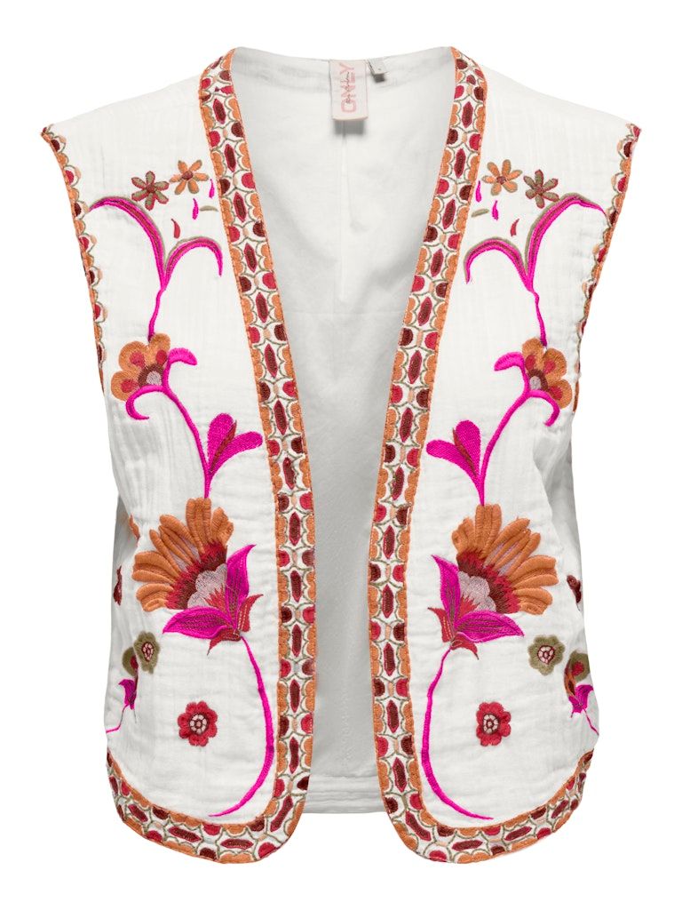 ONLTHYRA LIFE SL EMB VEST WVN CS Cloud Dancer-W PEACH N CAMINE