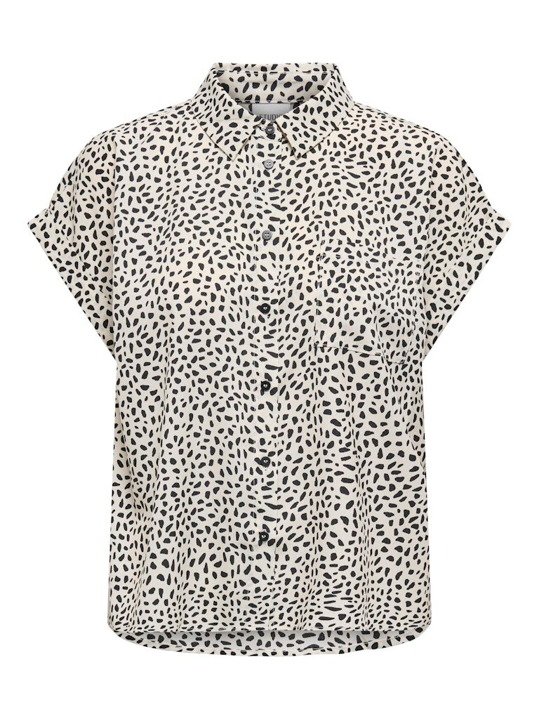 ONLHANNOVER LIFE S/S SHIRT WVN NOOS Cloud Dancer/BLACK GRAPHIC DOT