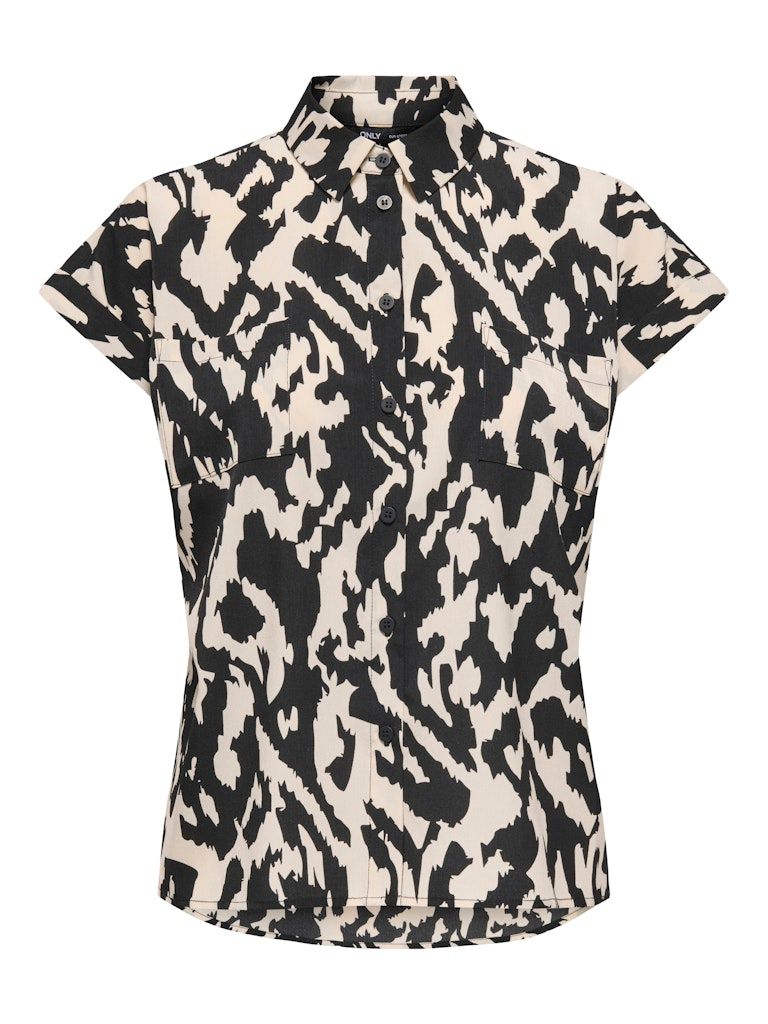 ONLHANNOVER LIFE S/S SHIRT WVN NOOS Birch/BLACK GRAPHIC
