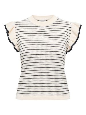 JDYCARICE S/L FRILL PULLOVER KNT NOOS Cloud Dancer-W. BLACK STRUCTU