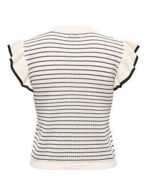 JDYCARICE S/L FRILL PULLOVER KNT NOOS Cloud Dancer-W. BLACK STRUCTU