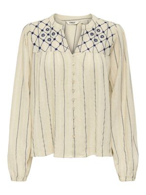 ONLELINE LS SHIRT WVN Cement-BLUE DEPTHS EMB