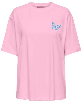 ONLVIVVI LIFE S/S LOVELY TOP JRS Pink Lady-Blue butterfly