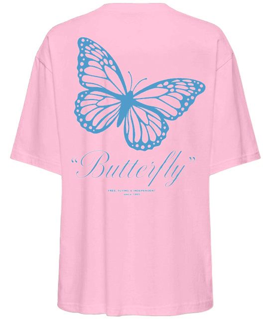 ONLVIVVI LIFE S/S LOVELY TOP JRS Pink Lady-Blue butterfly