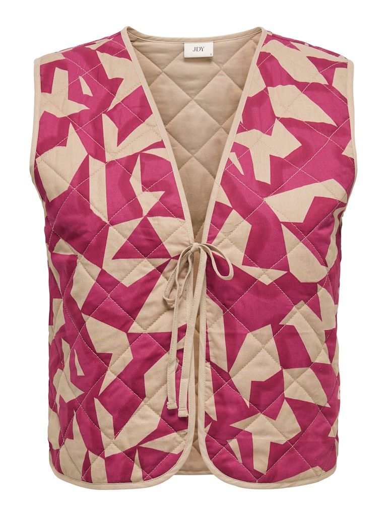 JDYZORAH S/L QUILTED VEST WVN Rumba Red-SAVANNAH TAN GEO
