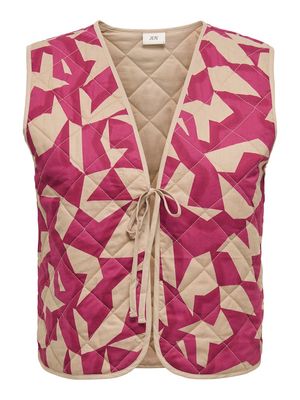 JDYZORAH S/L QUILTED VEST WVN Rumba Red-SAVANNAH TAN GEO