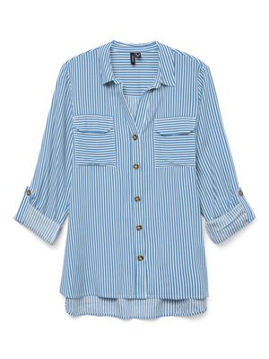 VMBUMPY L/S SHIRT NEW WVN GA NOOS Azure Blue/Snow Whit