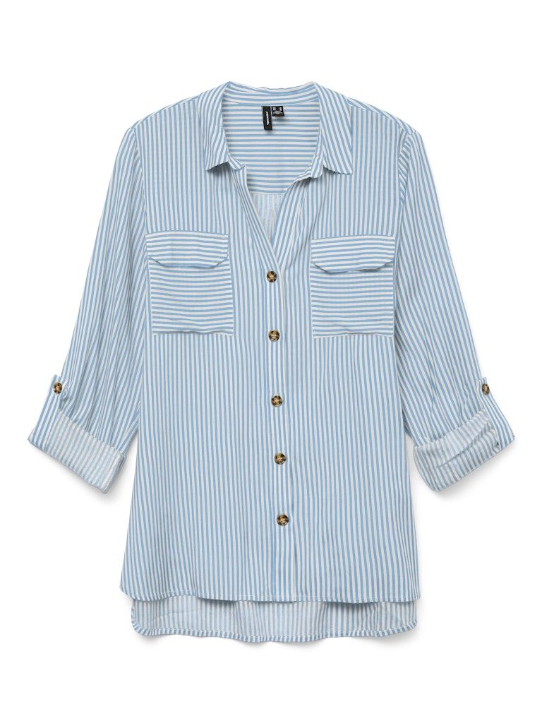 VMBUMPY L/S SHIRT NEW WVN GA NOOS Airy Blue/Snow White