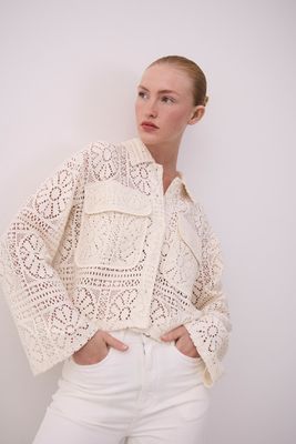 VIMERINDA CROCHET L/S CARDIGAN/BFS Birch