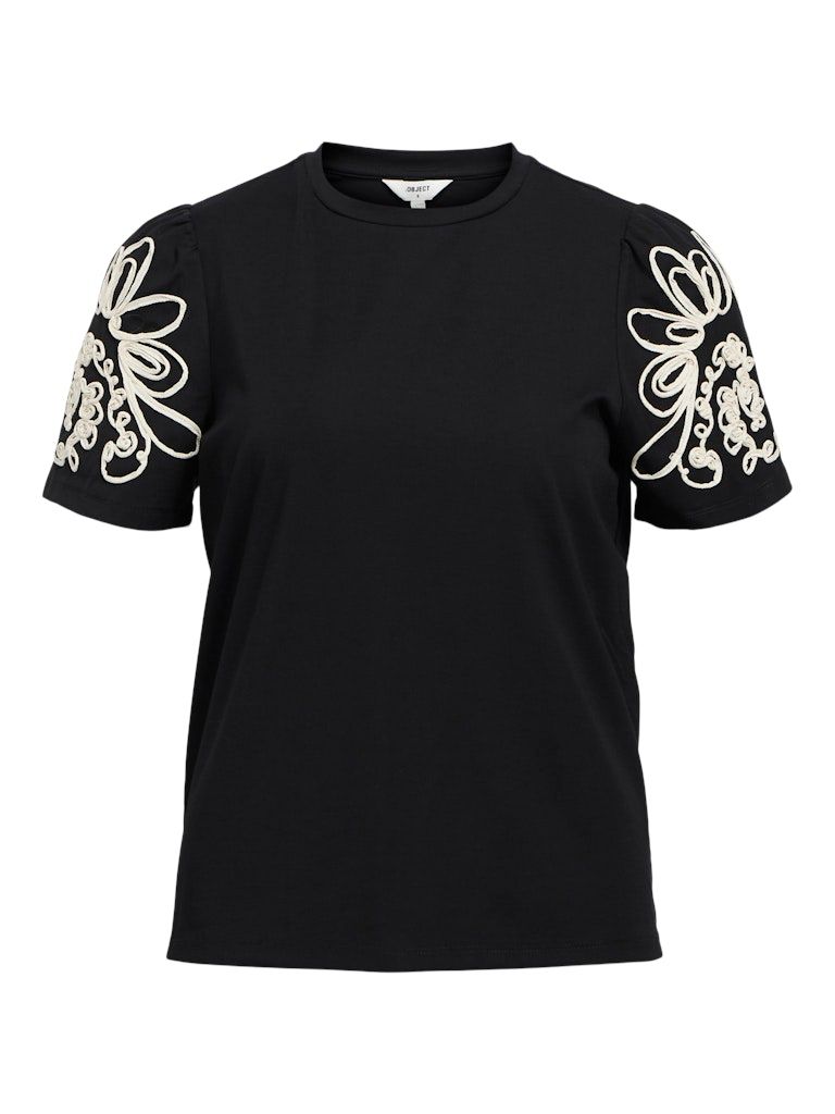 OBJCAROLINE JOANA SS TOP E DIV Black-Sandshell tape