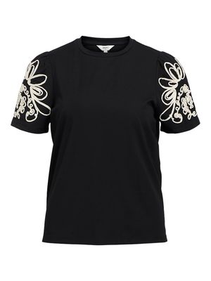 OBJCAROLINE JOANA SS TOP E DIV Black-Sandshell tape