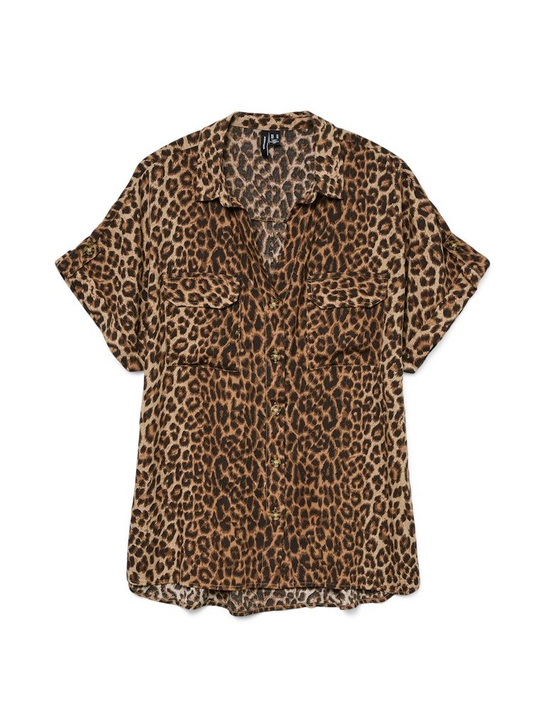 VMBUMPY SS SHIRT AOP WVN GA NOOS Silver Mink-VMD LEOPARD