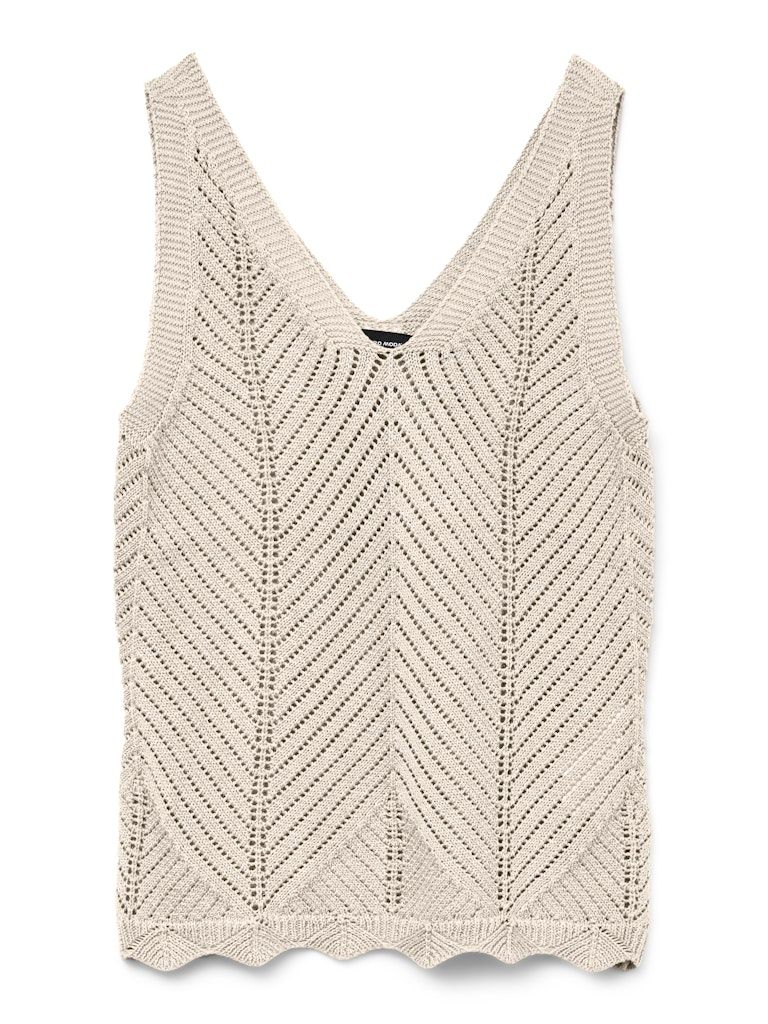 VMNOEL SL V-NECK TOP FR Birch-W. GOLD LUREX