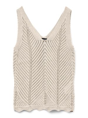 VMNOEL SL V-NECK TOP FR Birch-W. GOLD LUREX