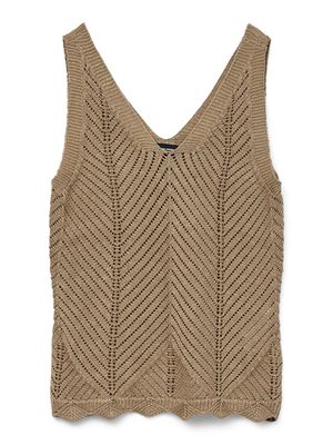 VMNOEL SL V-NECK TOP FR Silver Mink-W. GOLD LUREX