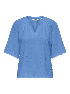 ONLIVANA LIFE 34 DOBBY V-NECK TOP WVN CS Provence