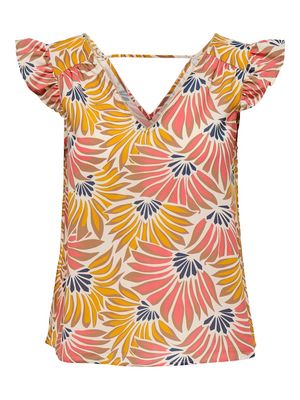 ONLHOLLIE LIFE FR FRILL TOP CS PTM Birch/Fr flowie