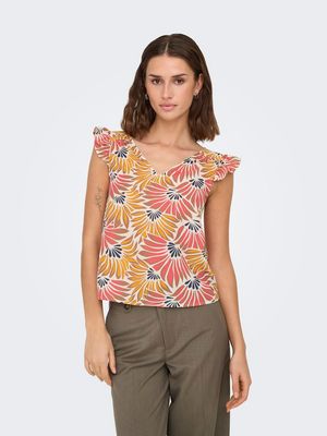 ONLHOLLIE LIFE FR FRILL TOP CS PTM Birch/Fr flowie
