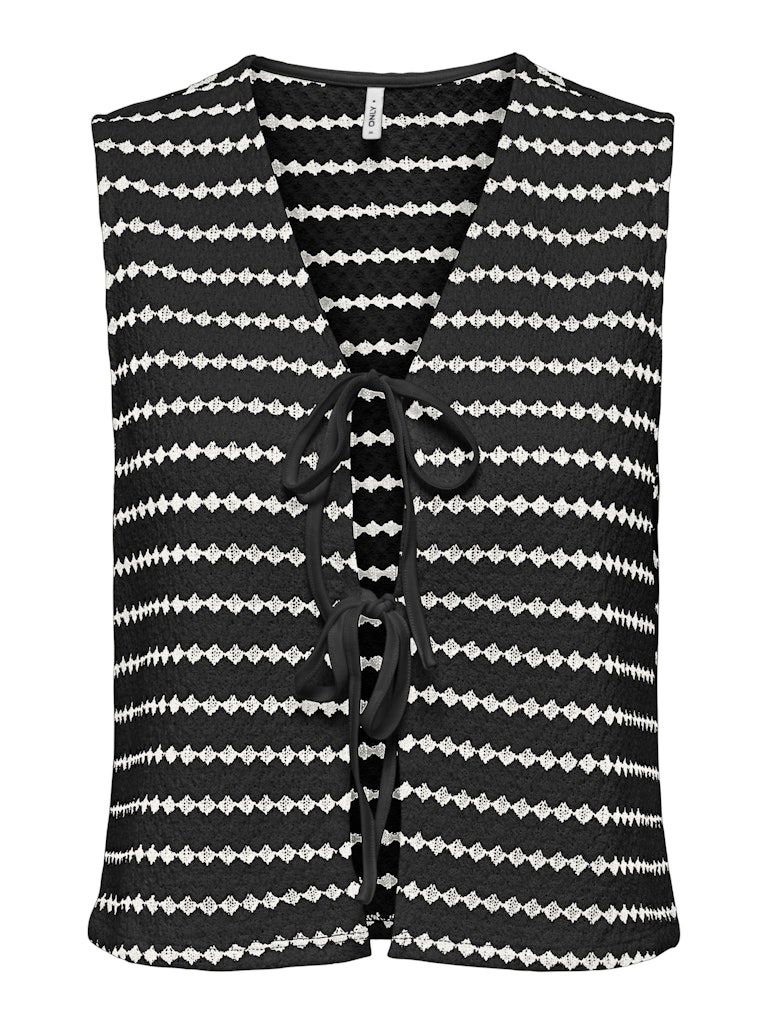 ONLEVA S/L SHORT STRIPE VEST JRS Black/Cloud dancer