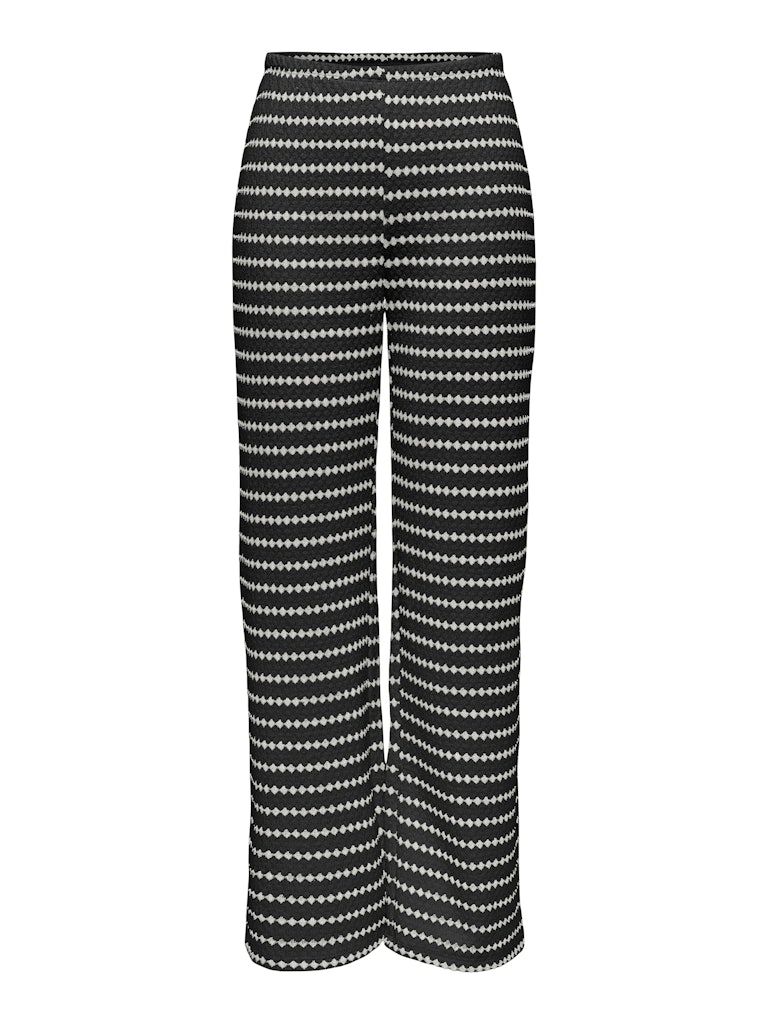 ONLEVA STRIPE WIDE LEG PANT JRS Black/Cloud dancer