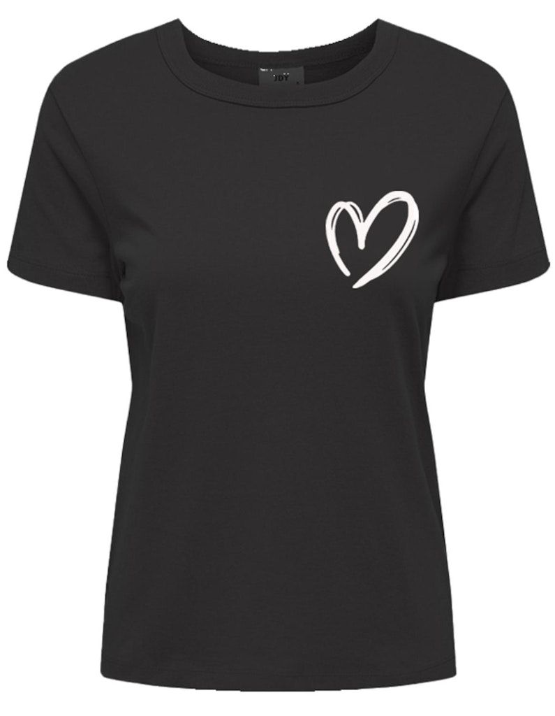 JDYPARIS S/S PRINT TOP JRS EXP Black-CD HEART
