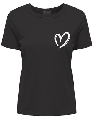 JDYPARIS S/S PRINT TOP JRS EXP Black-CD HEART