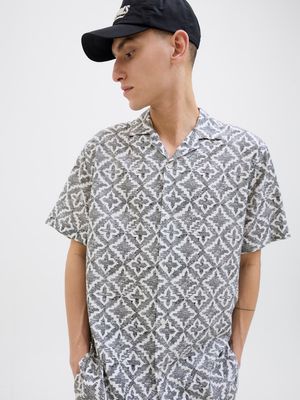 JORSEERSUCKER AOP SHIRT SS Cloud Dancer
