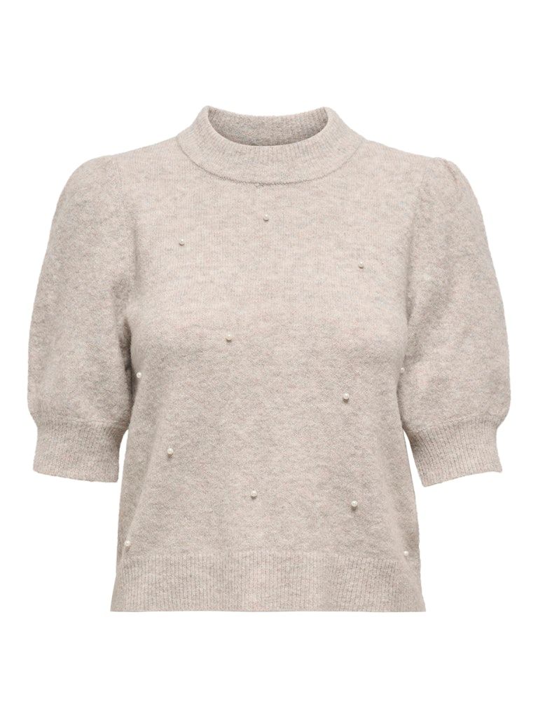 JDYRUE LIFE 2/4 PEARL PULLOVER KNT NOOS Chateau Gray-MELANGE W WHITE PEARLS