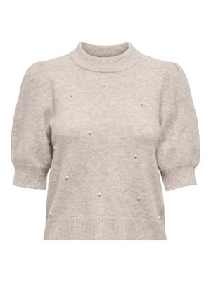 JDYRUE LIFE 2/4 PEARL PULLOVER KNT NOOS Chateau Gray-MELANGE W WHITE PEARLS