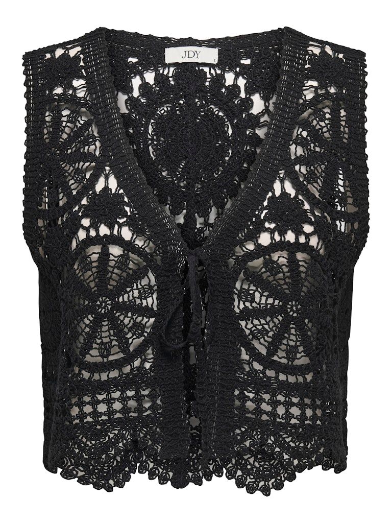 JDYVIC S/L V-NECK TIE VEST KNT Black