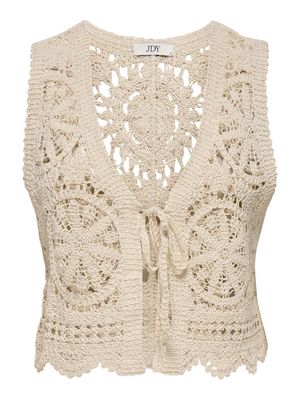 JDYVIC S/L V-NECK TIE VEST KNT Tapioca