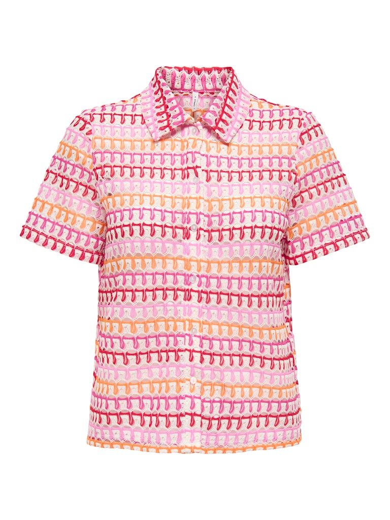 ONLDINA LIFE CROCHET S/S SHIRT CS JRS White Swan/Multi