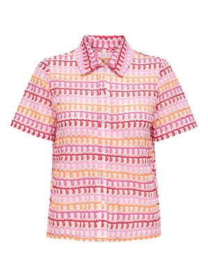 ONLDINA LIFE CROCHET S/S SHIRT CS JRS White Swan/Multi