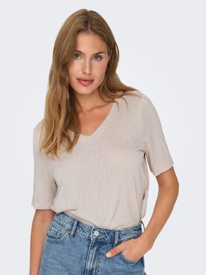 ONLELISE S/S V-NECK TOP JRS NOOS Moonbeam