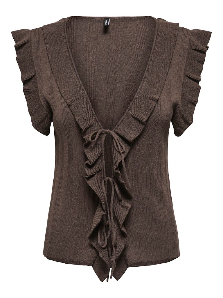 ONLNELLY SL V-NECK STRING CARDIGAN KNT Chocolate Martini