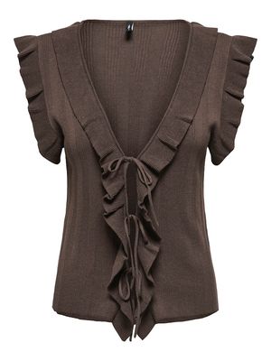 ONLNELLY SL V-NECK STRING CARDIGAN KNT Chocolate Martini