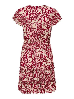 ONLCLAUDETTE LIFE SS MINI DRESS WVN NOOS Merlot/NARRI PRINT