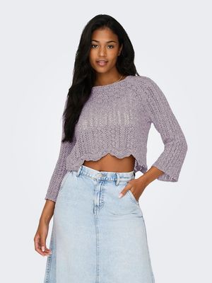 ONLNOLA LIFE 3/4 PULLOVER KNT NOOS Lavender/W. Candy Pi