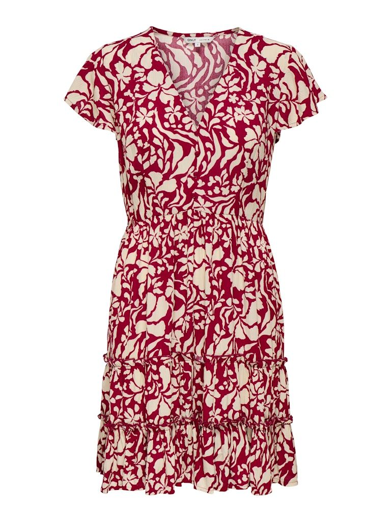 ONLCLAUDETTE LIFE SS MINI DRESS WVN NOOS Merlot/NARRI PRINT