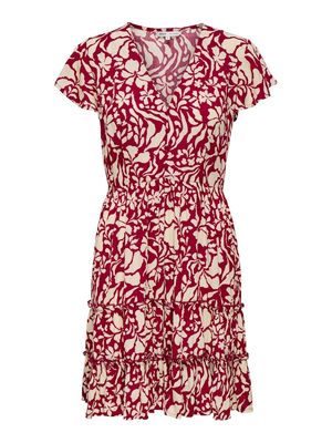 ONLCLAUDETTE LIFE SS MINI DRESS WVN NOOS Merlot/NARRI PRINT