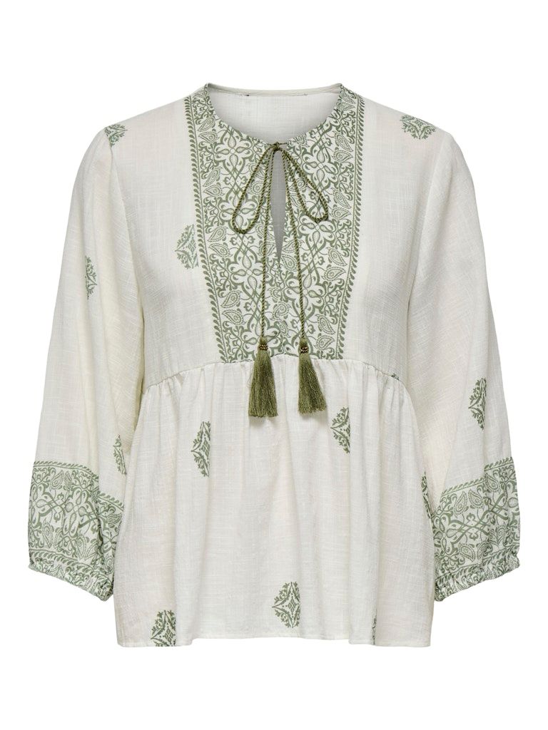 PGSILIA 3/4 TOP WVN Cloud Dancer-DUSTY OLIVE