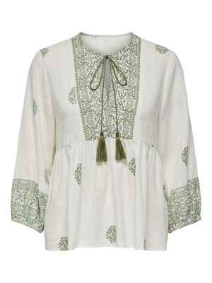 PGSILIA 3/4 TOP WVN Cloud Dancer-DUSTY OLIVE