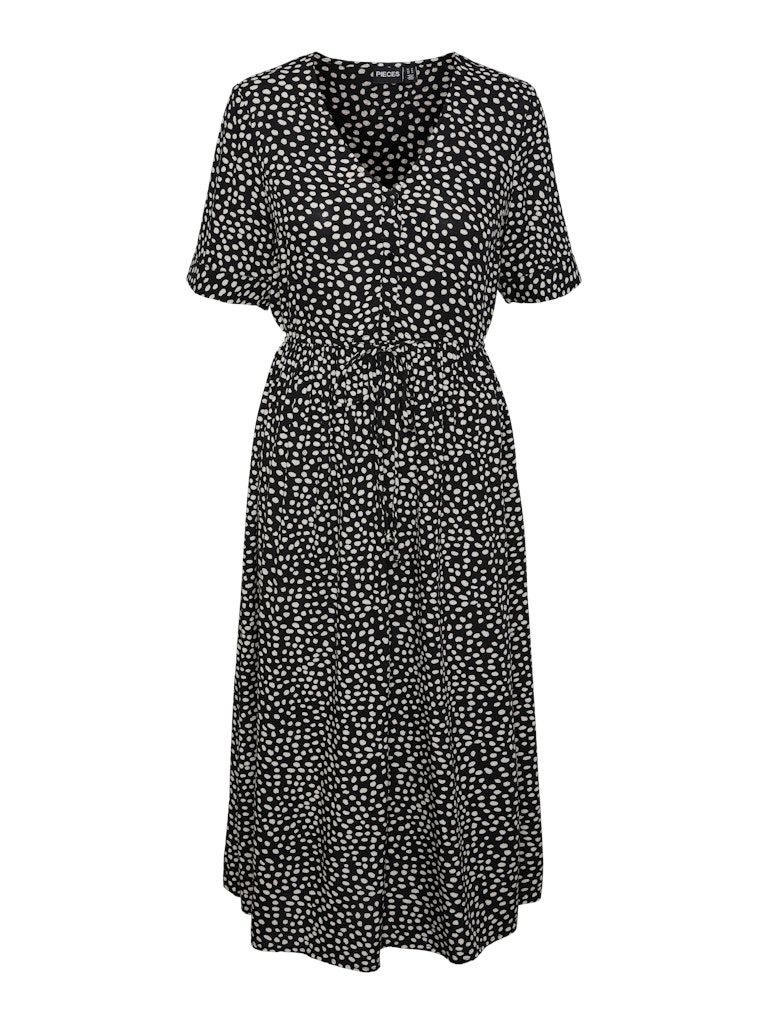 PCTALA SS STRING MIDI DRESS WVN NOOS BC Black/DOT